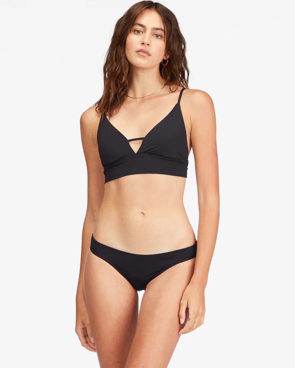 NWT Billabong Sol Searcher V Neck Black Bikini Top Beach Swimwear Women’s Sz S/8
